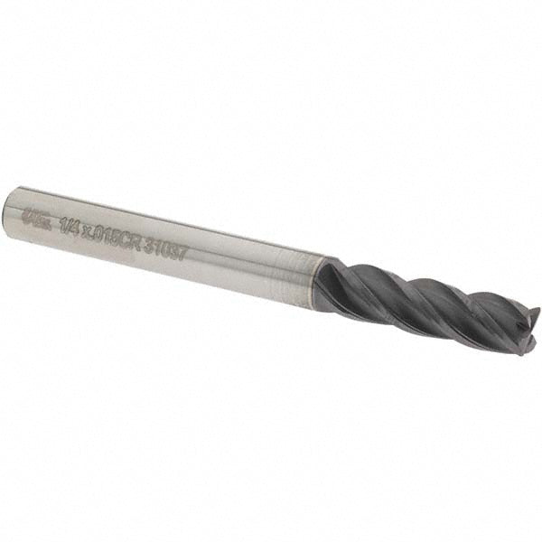 OSG VG434-2502 Corner Radius End Mill: 1/4" Dia, 3/4" LOC, 0.0150" Corner Radius, 4 Flute, Solid Carbide