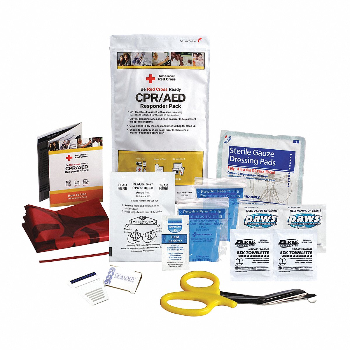 American Red Cross Cpr/Aed Responder Pack, White, 16 Pieces (RC-643-PB)