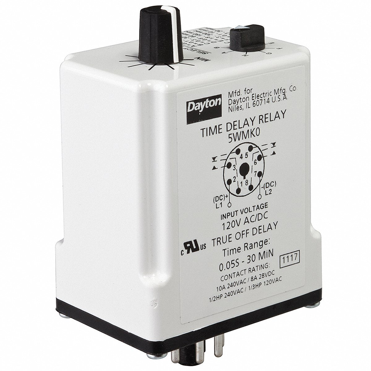Dayton H 7807 SinFunTimeDelayRelay 120 VAC/DC 8 Pins (5WMK0)