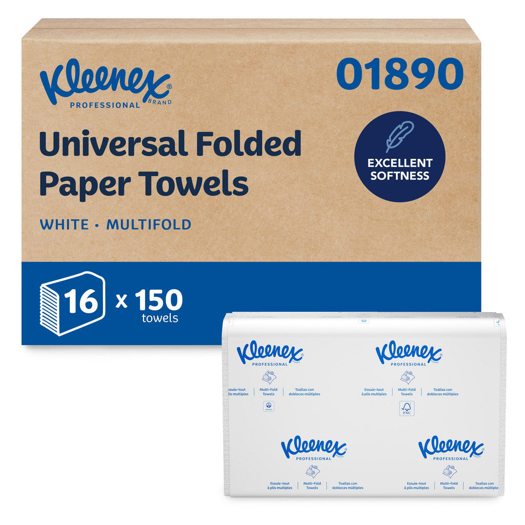 Kleenex 1890 Multifold Paper Towels (01890), 1-Ply, 9.2" x 9.4" Sheets, White
