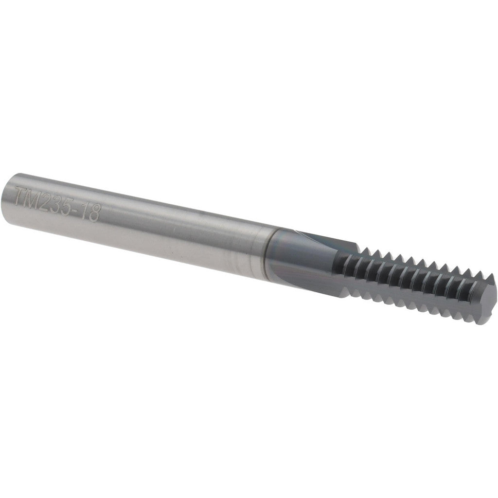 Scientific Cutting Tools TM235-18A Straight Flute Thread Mill: 5/16-18, Internal, 3 Flutes, 1/4" Shank Dia, Solid Carbide