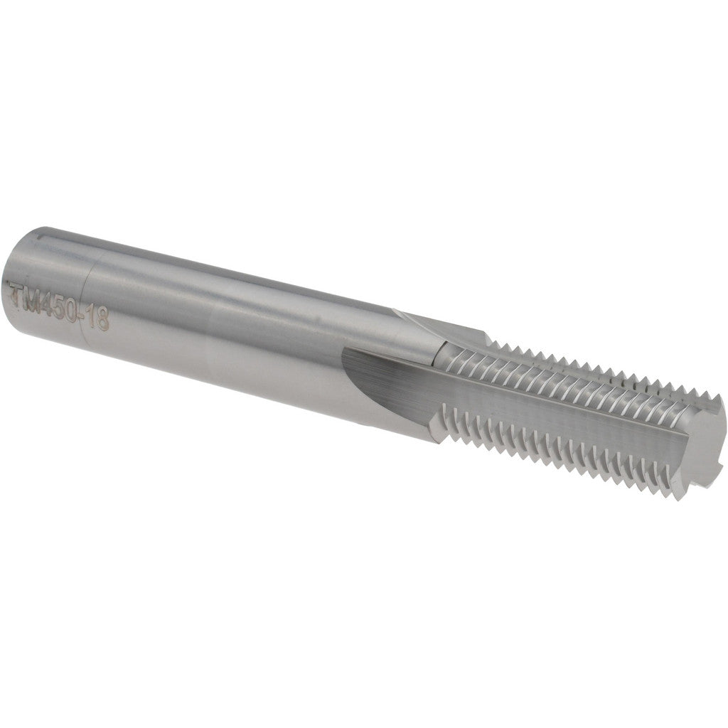 Scientific Cutting Tools TM.450-18 Straight Flute Thread Mill: 9/16-18, Internal, 4 Flutes, 1/2" Shank Dia, Solid Carbide