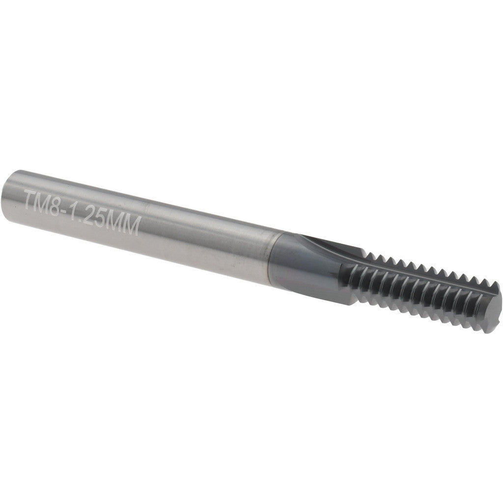 Scientific Cutting Tools TM8-1.25MMA Straight Flute Thread Mill: Internal, 3 Flutes, 1/4" Shank Dia, Solid Carbide