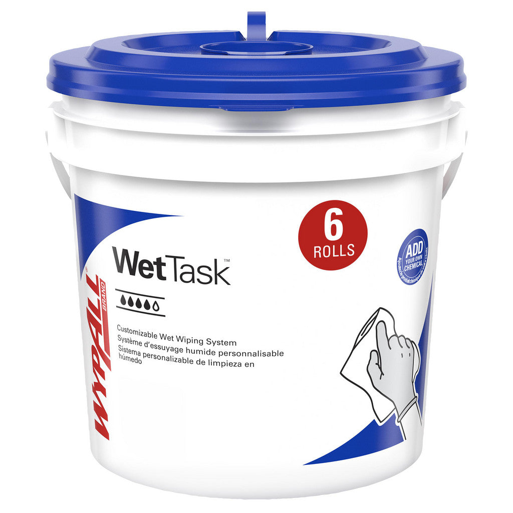 WypAll 6001 PowerClean WetTask Wipers for Solvents System (06001), Center-Pull Roll, White, Bucket Included