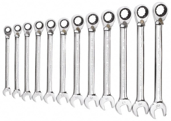 GEARWRENCH 9620N Combination Wrench Set: 12 Pc, 8 to 19 mm Wrench, Metric