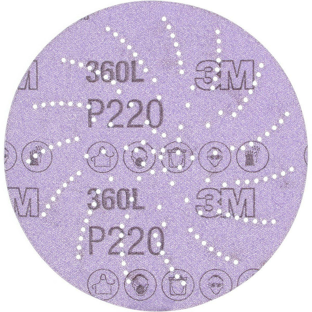 3M 7010029941 Hook & Loop Disc: 5" Dia, 220 Grit, Coated, Aluminum Oxide (Pack of 100)