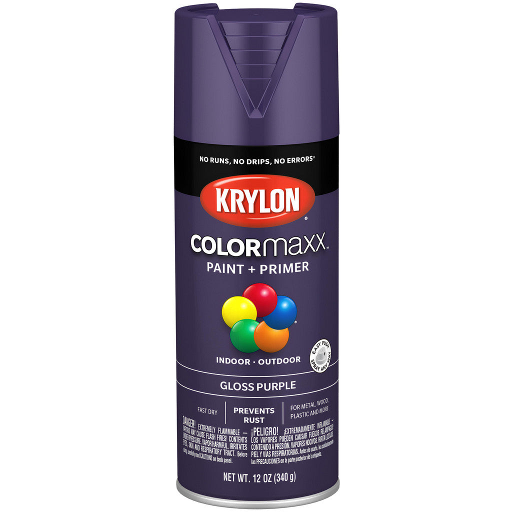 Krylon K05533007 COLORmaxx Paint + Primer, Gloss, Purple, 12 oz