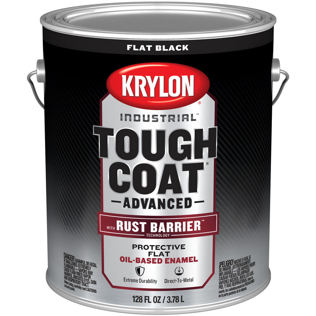 Krylon K00781008 Industrial Tough Coat Advanced Brush-On, Flat, Black, 1 Gallon