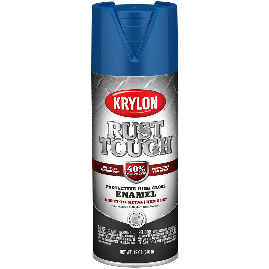 Krylon K09225008 Rust Tough Rust Preventive Enamel, Gloss, True Blue, 12 oz