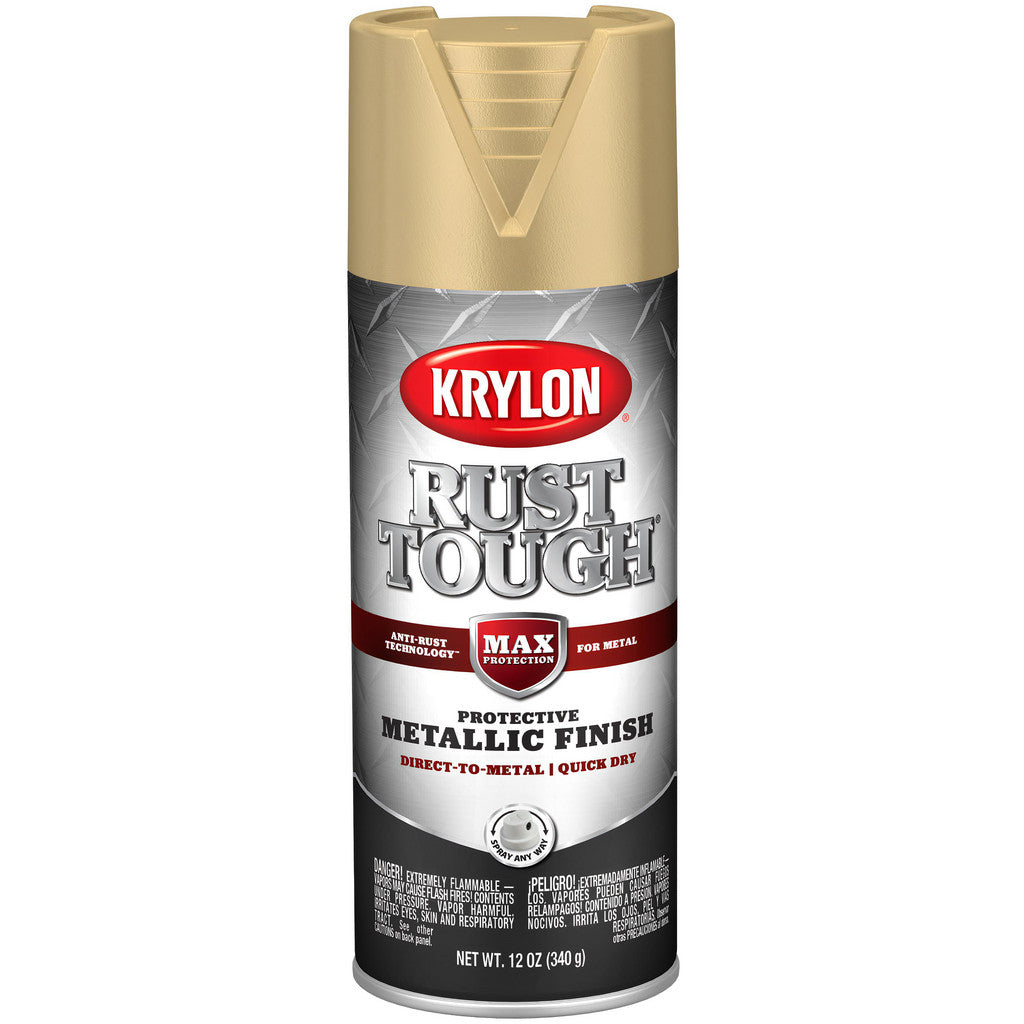 Krylon K09273008 Rust Tough Metallic Finish, Gloss, Gold Metallic, 12 oz