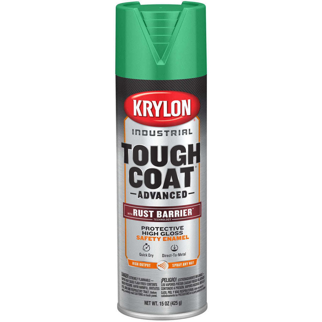 Krylon K00339008 Industrial Tough Coat Advanced with Rust Barrier Technology, Gloss, Safety Green, 15 oz