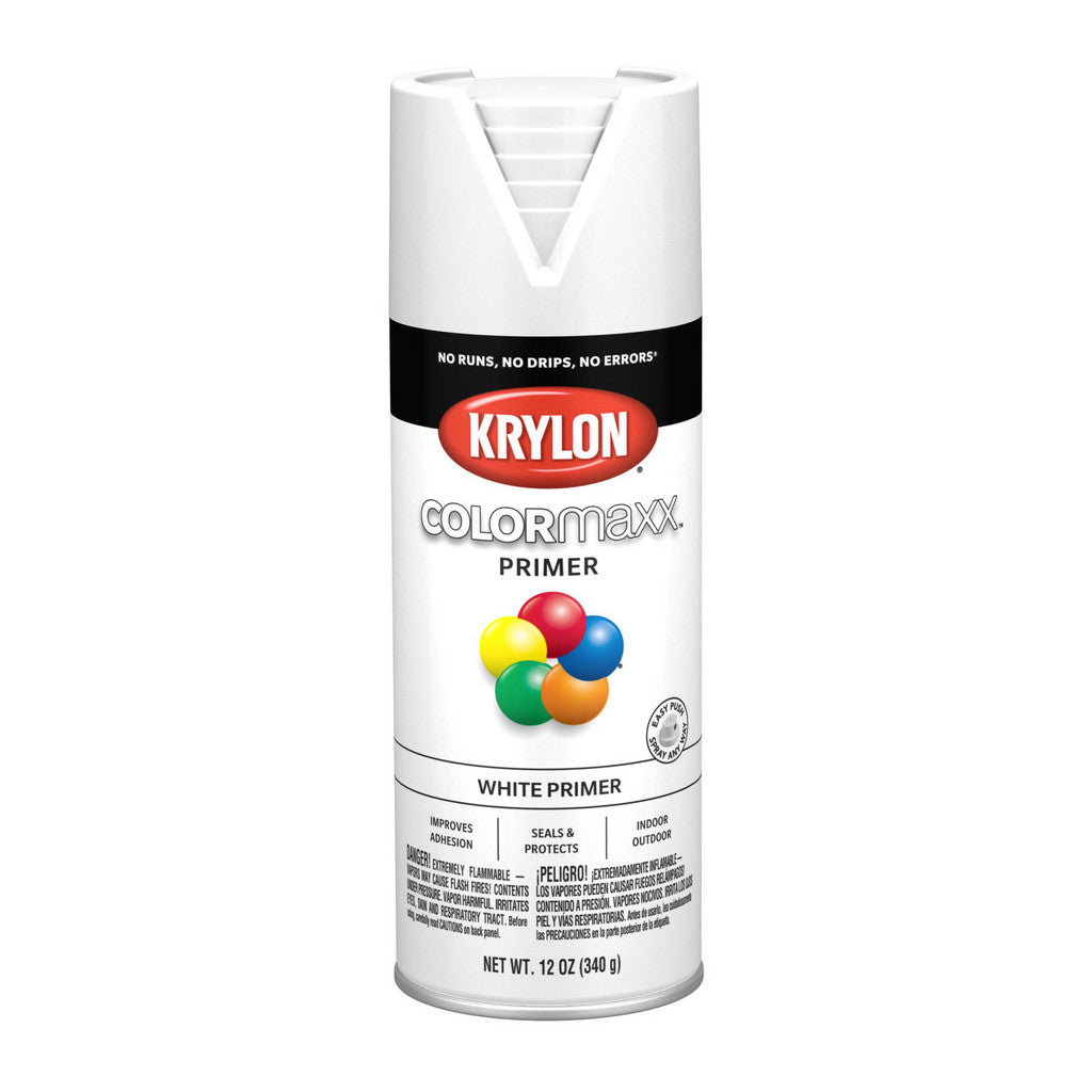 Krylon K05584007 COLORmaxx Primer, Flat, White, 12 oz