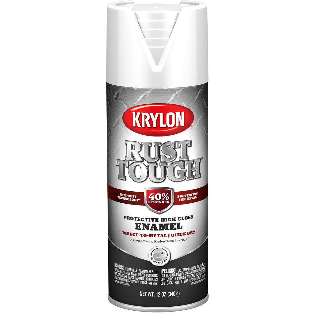 Krylon K09268008 Rust Tough Rust Preventive Enamel, Satin, White, 12 oz