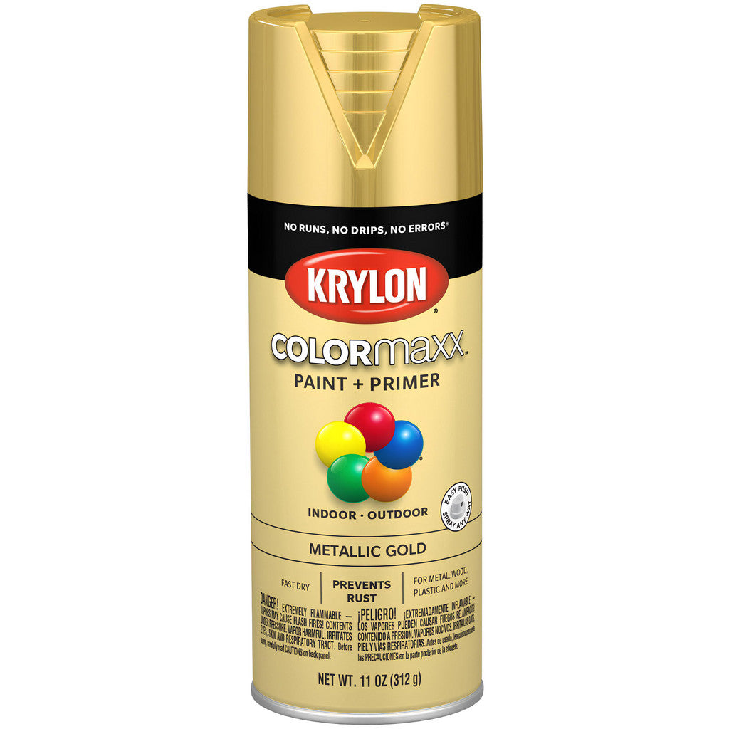 Krylon K05588007 COLORmaxx Metallic Paint, Metallic, Gold, 11 oz