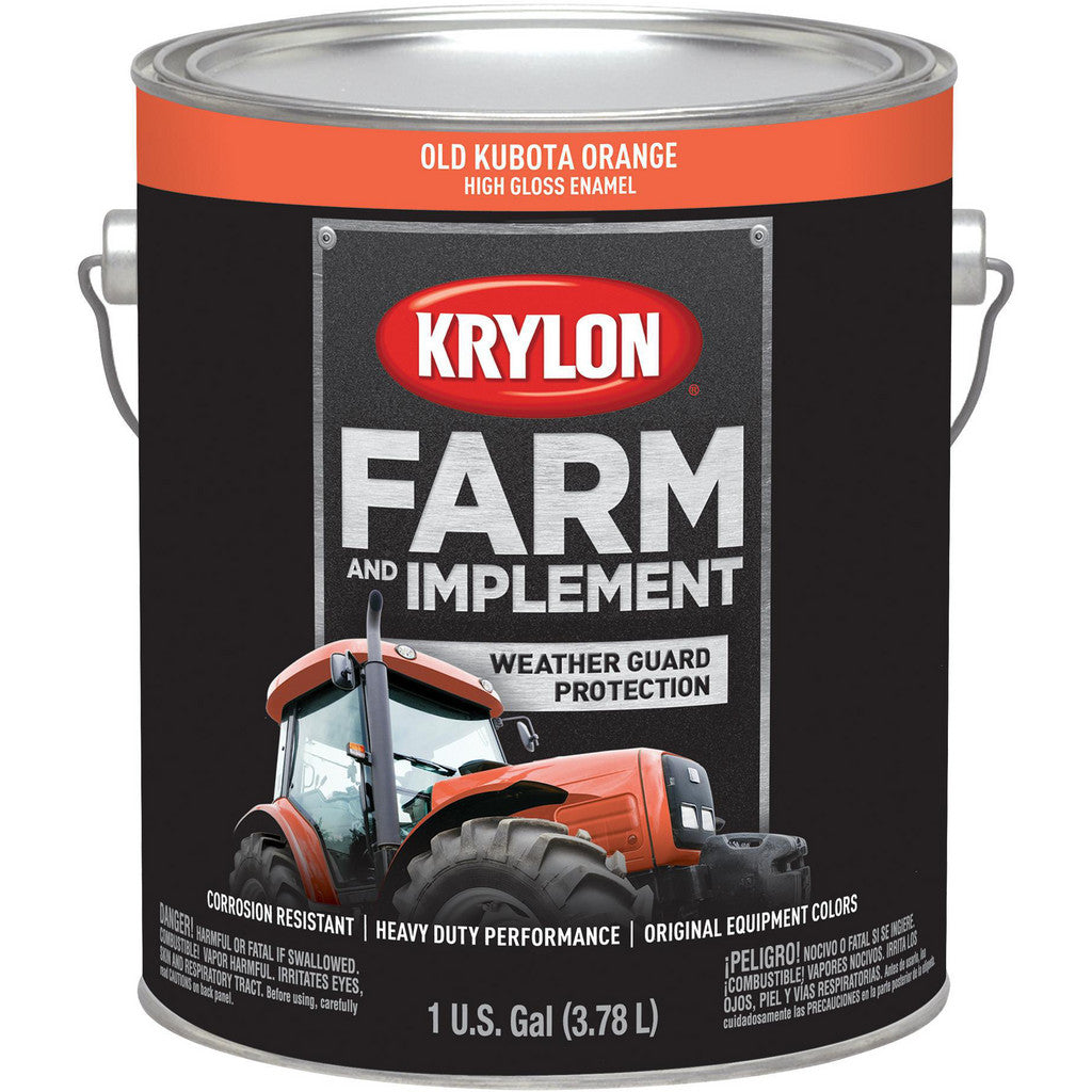 Krylon K01978008 Farm & Implement Brush On-Paint, High Gloss, Old Kubota Orange, 1 Gallon