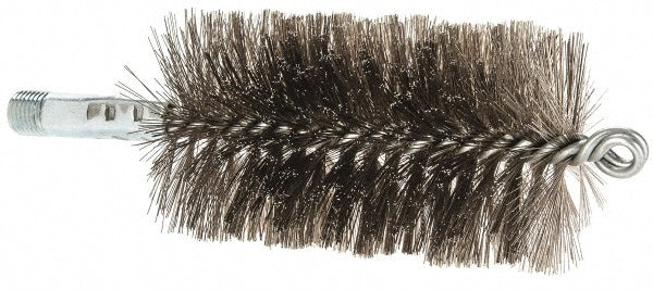 Schaefer Brush 43851 Double Stem/Spiral Tube Brush: 2-1/2" Dia, 7-1/4" OAL, Stainless Steel Bristles