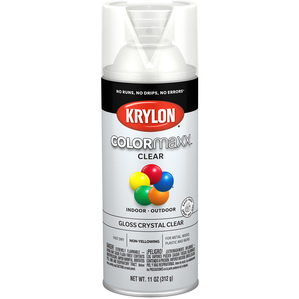 Krylon K05515007 COLORmaxx Acrylic Crystal Clear, Gloss, Crystal Clear, 11 oz
