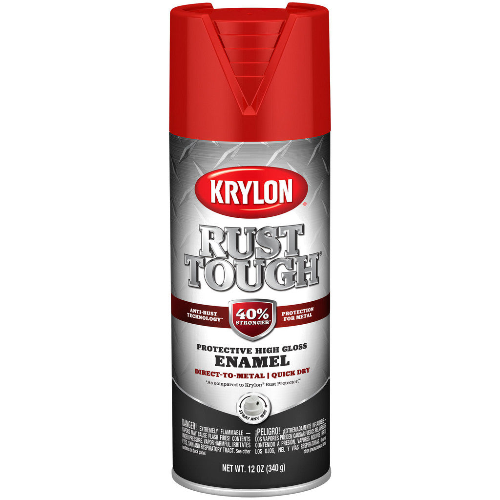 Krylon K09210008 Rust Tough Rust Preventive Enamel, Gloss, Radiant Red, 12 oz