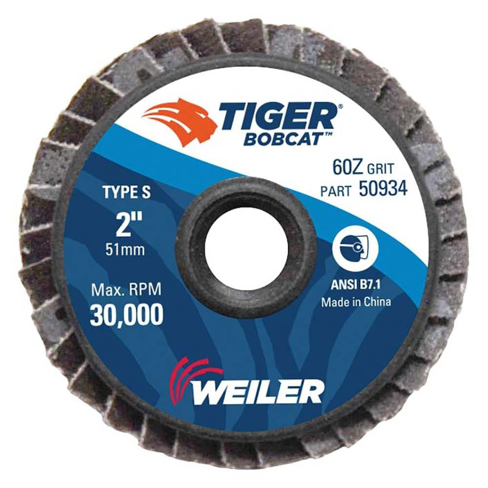 Weiler 50934 Flap Disc: 2" Dia, 60 Grit, Zirconia Alumina, Type 27