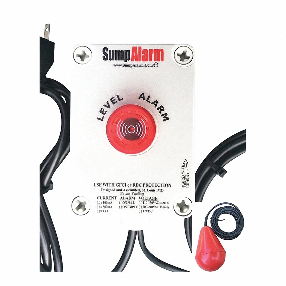 Sump Alarm HighWaterAlarm Audio Visual 120 VAC 6 ft (SA-120V-1L-33SB)