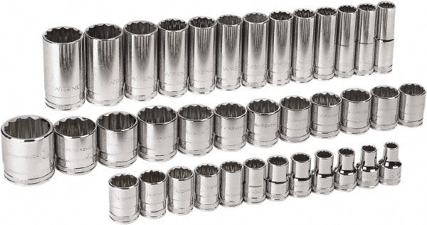 GEARWRENCH 80730 Socket Set: Deep Standard, 37 Pc, 1/2" Drive, 9.00 to 36.00 mm