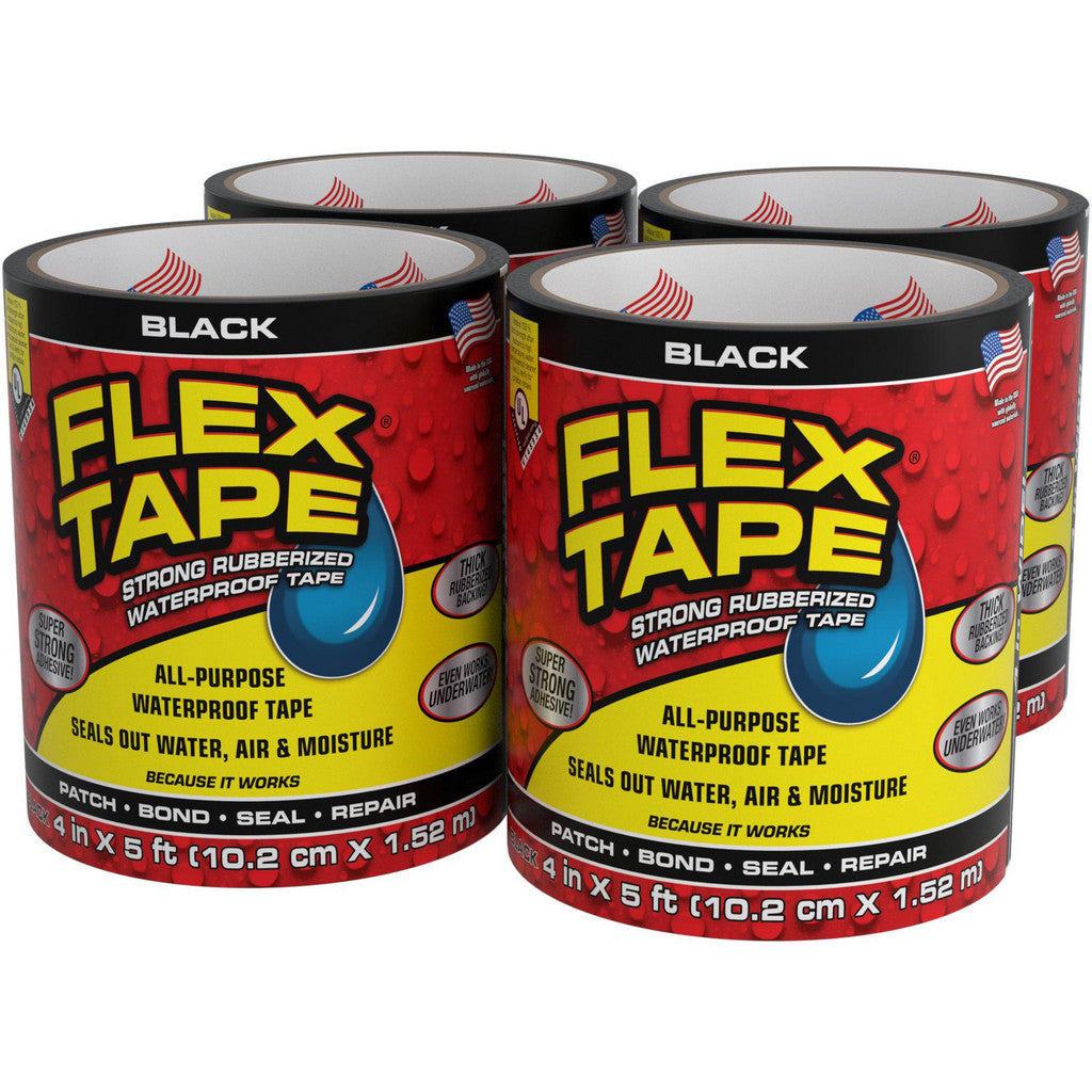 Flex Tape, Black, 4" x 5' - TFSBLKR0405