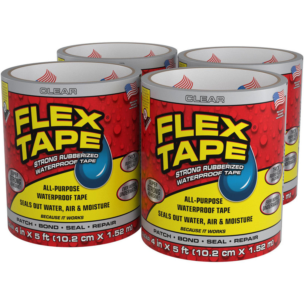 Flex Tape, Clear, 4" x 5' - TFSCLRR0405