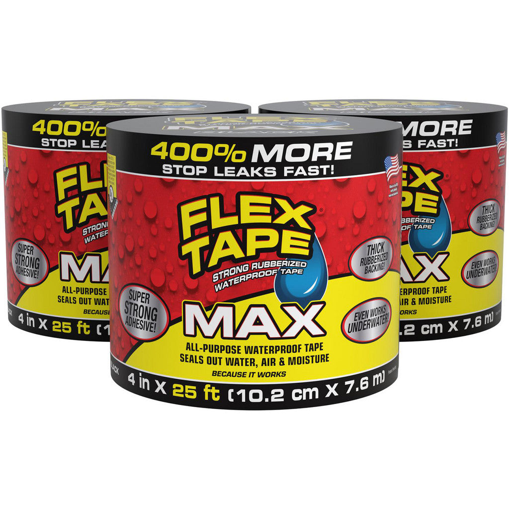 Flex Tape, Max, Black, 4" x 25' - TFSMAXBLK04
