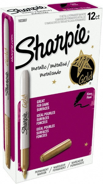 Sharpie 1823887 Permanent Marker: Metallic Gold, AP Non-Toxic, Fine Tip
