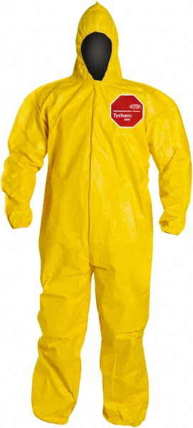 Dupont QC127BYLXL001200 Disposable Coveralls: Chemical, Abrasion & Splash Protection, Size X-Large, 2.5000 oz, Tychem 2000, Zipper & Stormflaps Closure