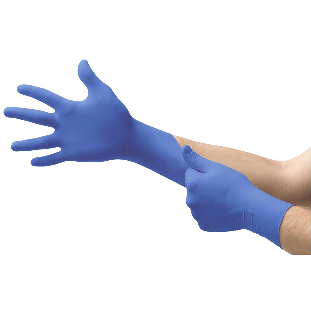 Ansell N193 Disposable Gloves: Series Microflex Cobalt, Size Large, 3.9 mil, Nitrile, General Purpose, Powder-Free
