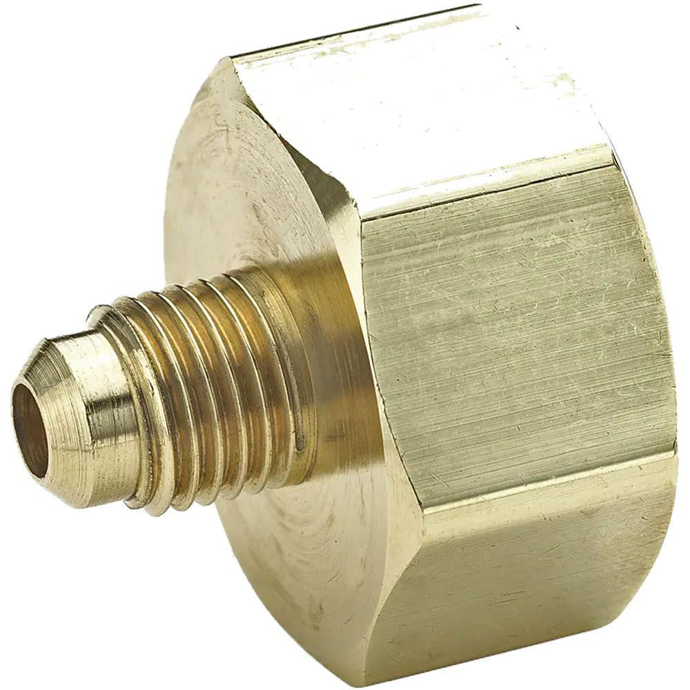 Parker 1F-4-12 Brass Flared Tube Refrigerant Drum Adapter: 1/4" Tube OD, 3/4-14 Thread, 45° Flared Angle