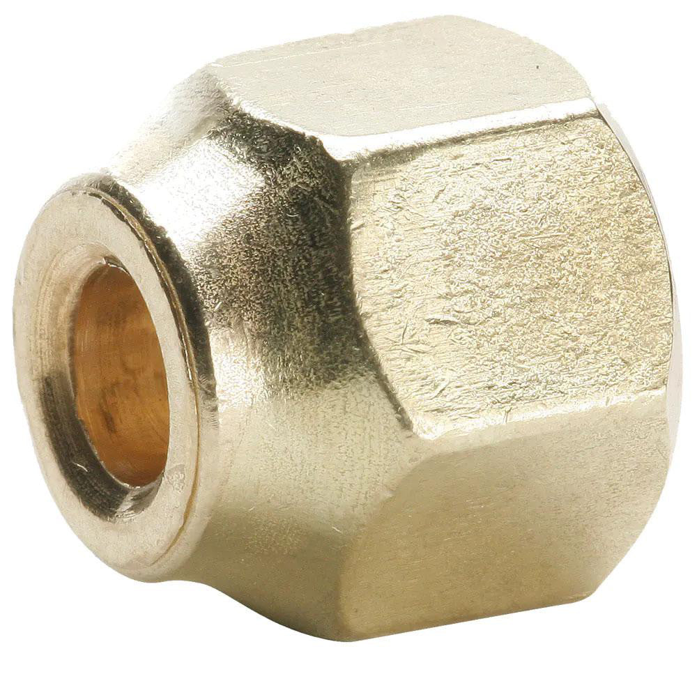 Parker 14FSX-6 Brass Flared Tube Short Nut: 3/8" Tube OD, 5/8-18 Thread, 45° Flared Angle
