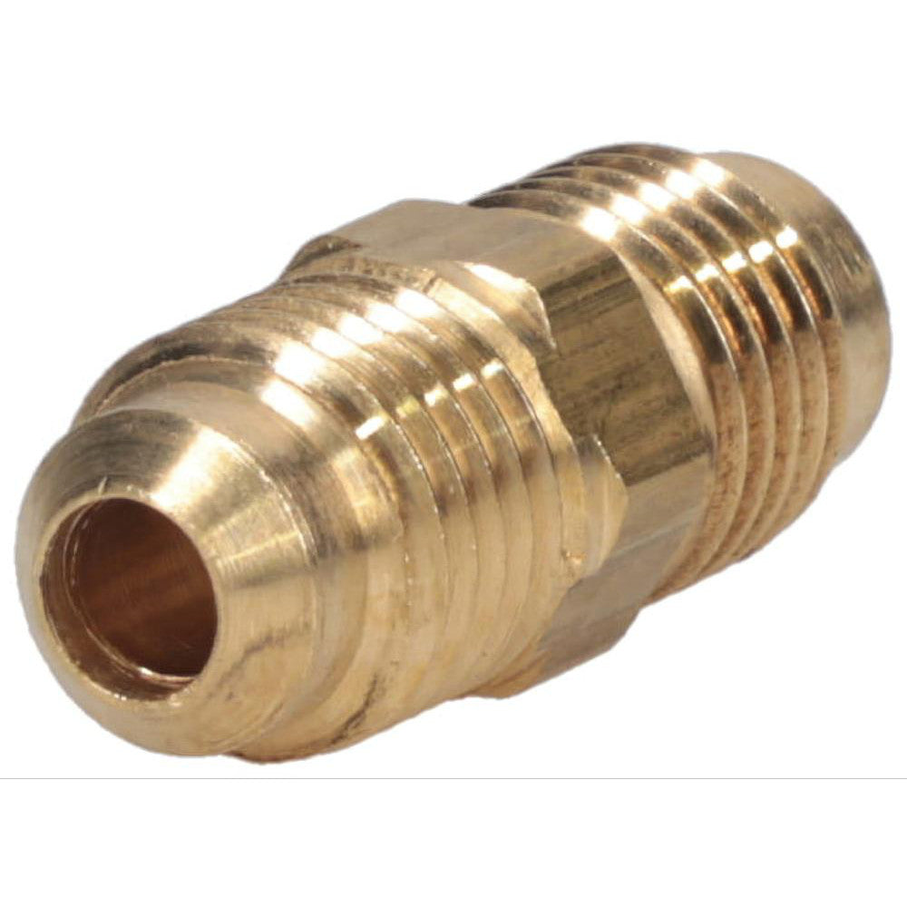 Parker 42F-4 Brass Flared Tube Union: 1/4" OD, 7/16-20 Thread, 45 deg Flared Angle (Pack of 5)