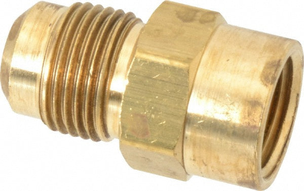 Parker 46F-10-8 Brass Flared Tube Connector: 5/8" Tube OD, 1/2-14 Thread, 45° Flared Angle