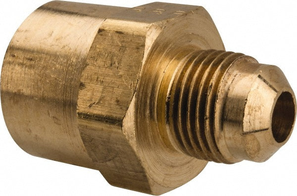 Parker 46F-6-8 Brass Flared Tube Connector: 3/8" Tube OD, 1/2-14 Thread, 45° Flared Angle