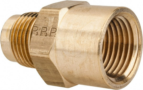 Parker 46F-8-8 Brass Flared Tube Connector: 1/2" Tube OD, 1/2-14 Thread, 45° Flared Angle