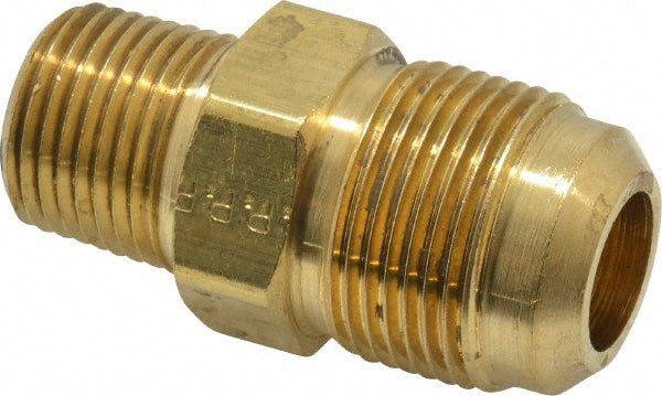 Parker 48F-12-8 Brass Flared Tube Connector: 3/4" Tube OD, 1/2-14 Thread, 45° Flared Angle