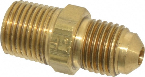 Parker 48F-3-2 Brass Flared Tube Connector: 3/16" Tube OD, 1/8-27 Thread, 45° Flared Angle