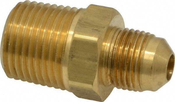 Parker 48F-6-8 Brass Flared Tube Connector: 3/8" Tube OD, 1/2-14 Thread, 45° Flared Angle