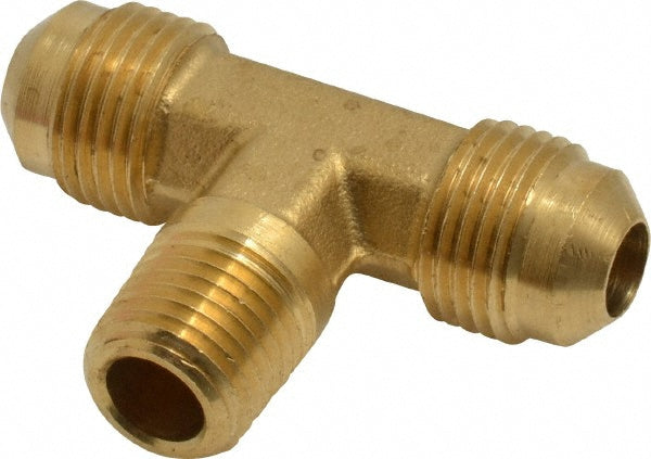 Parker 145F-6-4 Brass Flared Tube Male Branch Tee: 3/8" OD, 1/4-18 Thread, 45 deg Flared Angle