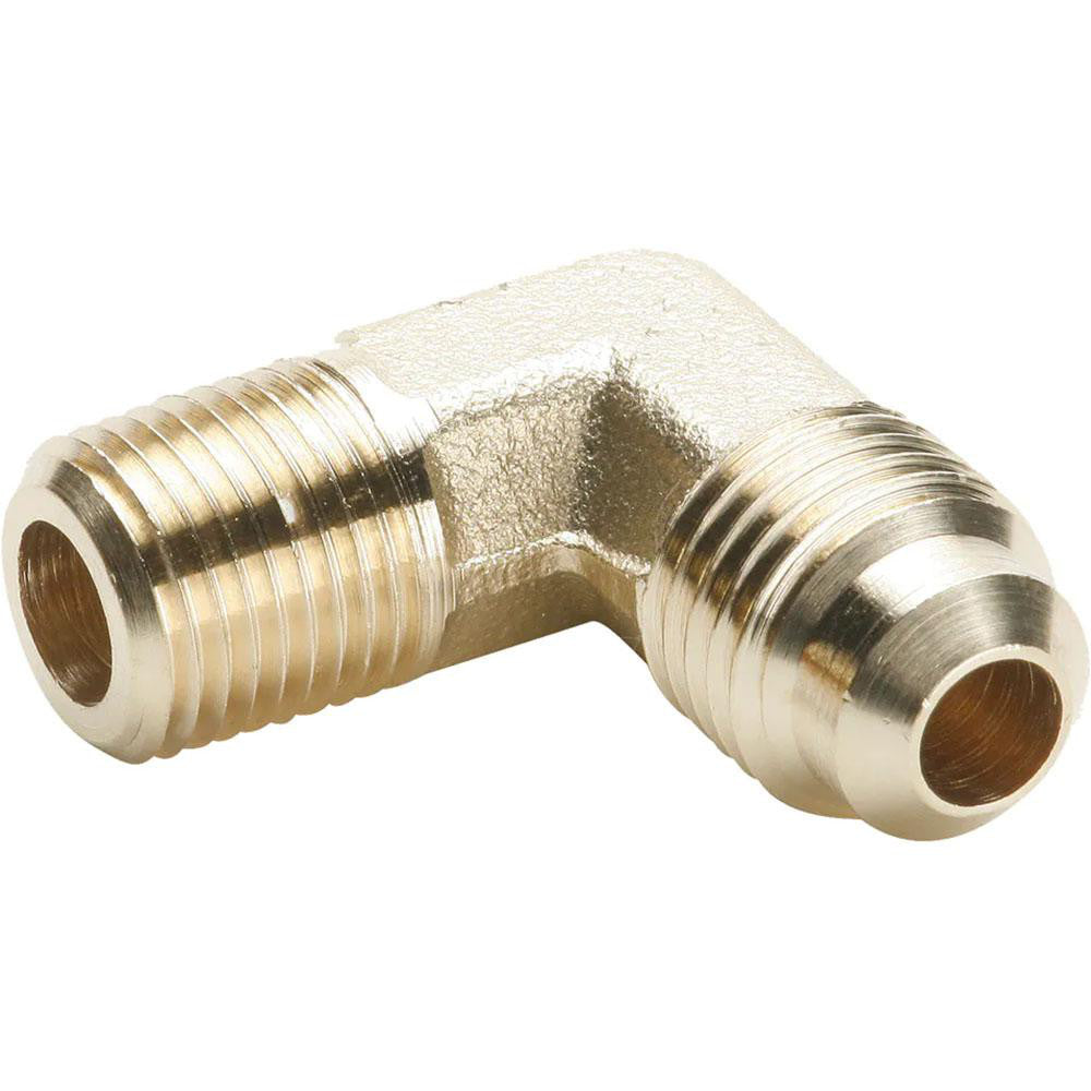 Parker 149F-4-2 Brass Flared Tube 90 Deg Male Elbow: 1/4" OD, 1/8-27 Thread, 45 deg Flared Angle