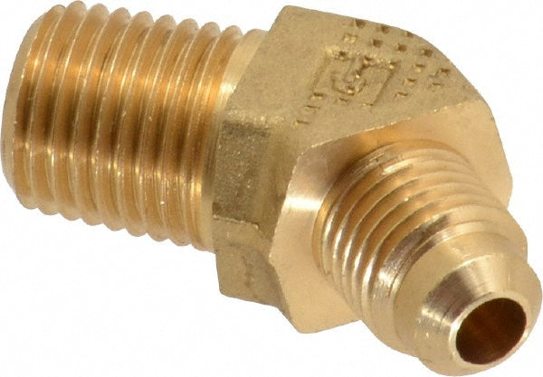 Parker 159F-4-4 Brass Flared Tube Male 45° Elbow: 1/4" Tube OD, 1/4-18 Thread, 45° Flared Angle