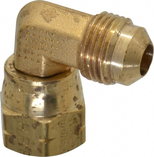 Parker 166FSV-6-6 Brass Flared Tube Swivel Nut Elbow: 3/8" Tube OD, 5/8-18 Thread, 45° Flared Angle