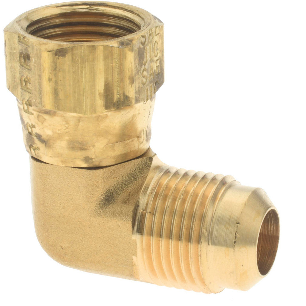 Parker 166FSV-8-8 Brass Flared Tube Swivel Nut Elbow: 1/2" Tube OD, 3/4-16 Thread, 45° Flared Angle