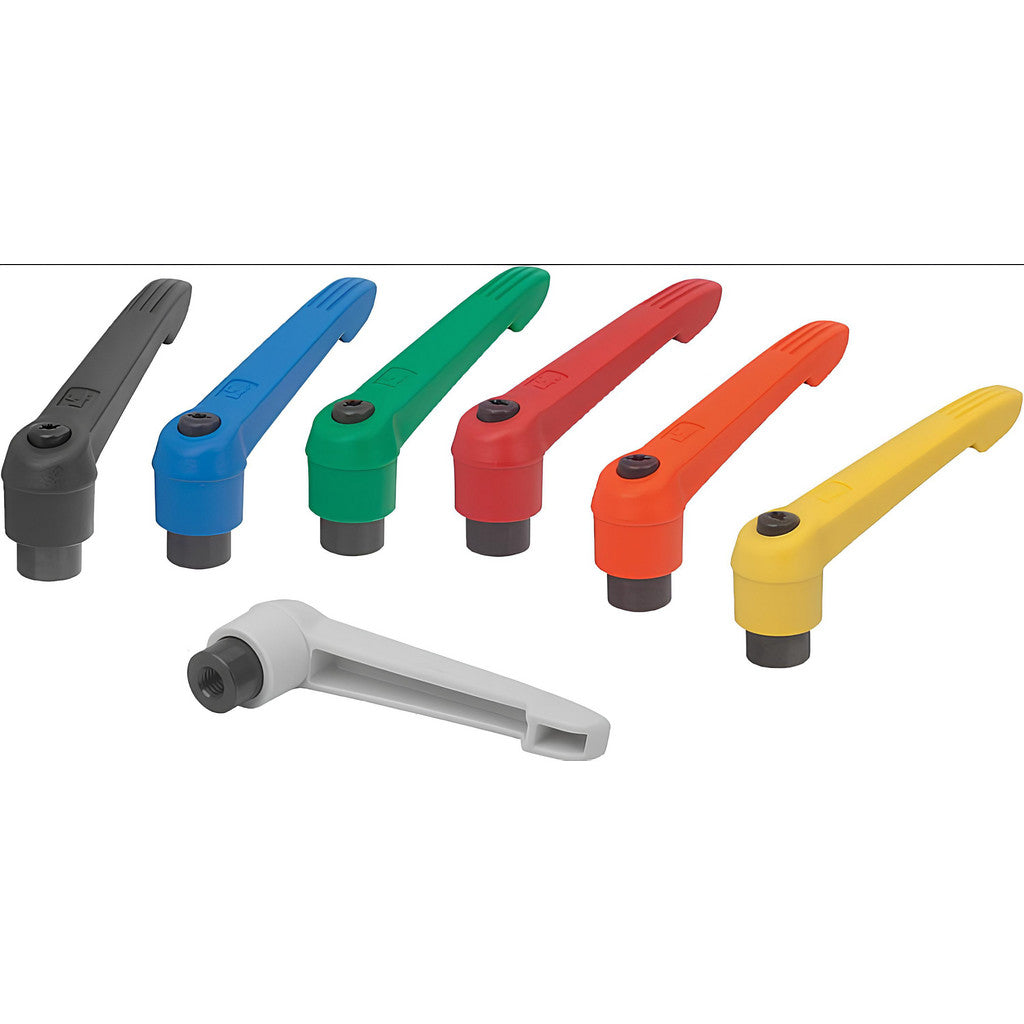 KIPP K0269.1061X20 Threaded Stud Adjustable Clamping Handle: M6 x 1.00 Thread, 13 mm Hub Dia, Fiberglass Reinforced Plastic