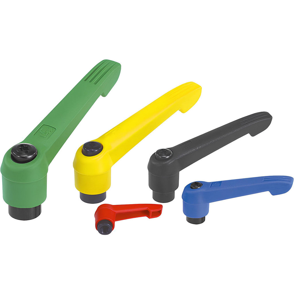 KIPP K0269.2A41X30 Threaded Stud Adjustable Clamping Handle: 3/8-16 Thread, 0.71" Hub Dia, Fiberglass Reinforced Plastic