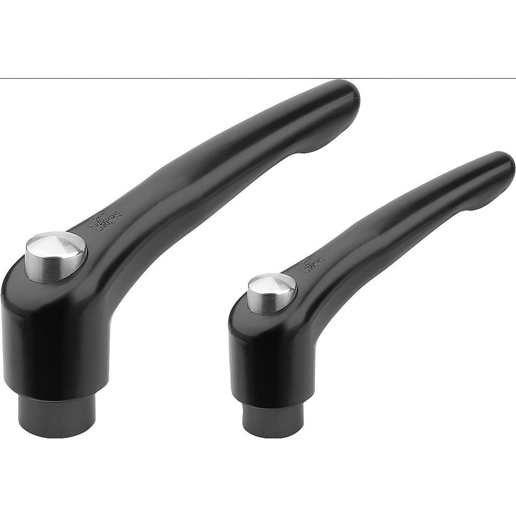 KIPP K0122.2A41X30 Threaded Stud Adjustable Clamping Handle: 3/8-16 Thread, 0.73" Hub Dia, Die Cast Zinc, Black