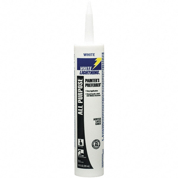 White Lightning Painter's Preferred All Purpose Acrylic Latex Caulk, W13000010, White, 10 fl. oz., Cartridge