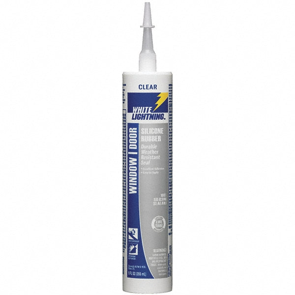 White Lightning W31111010 Silicone Rubber Window & Door Sealant, Clear, 10 fl. oz., Smooth